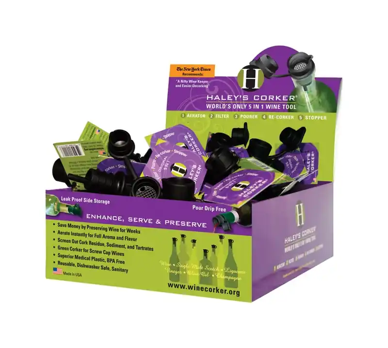 750 Ml And 1.5 L Black Plastic 5-in-1 Corker/pourer