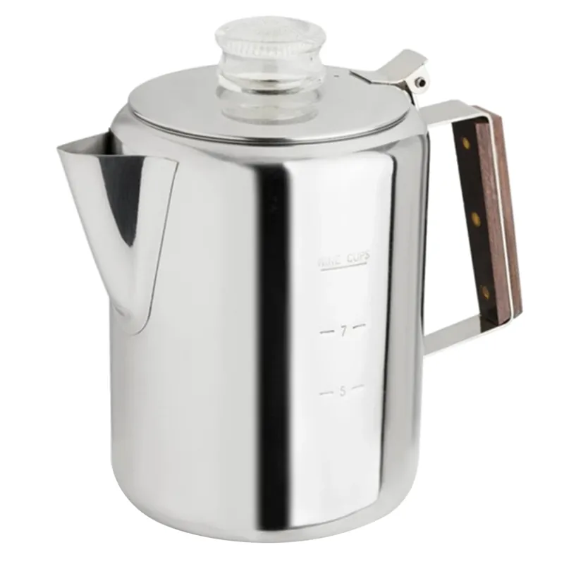 Rapid Brew 9-cup Silver Stovetop Percolator With Glass Knob And Permawood Handle