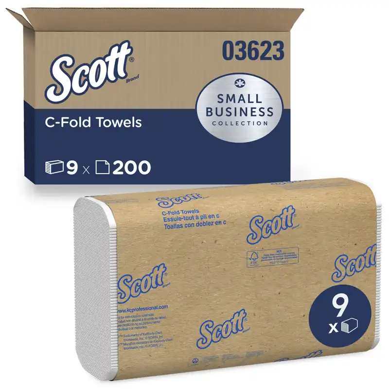 Scott C-Fold Towels 200 Sheet 1 Ply 9 Pk