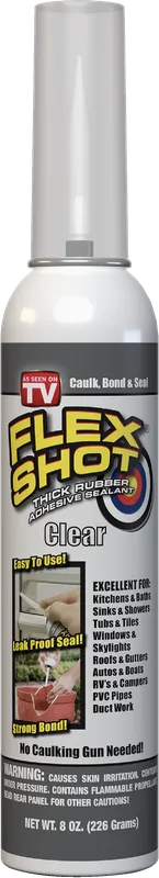FLEX SHOT Caulking Rubber Sealant, Clear, 8-oz.
