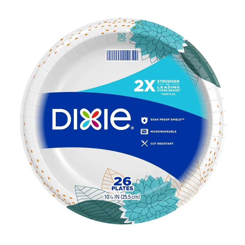 Dixie Multicolored Paper FLOWERS BLOOM Dinner Plate 10-1/16 In. D 26 Pk