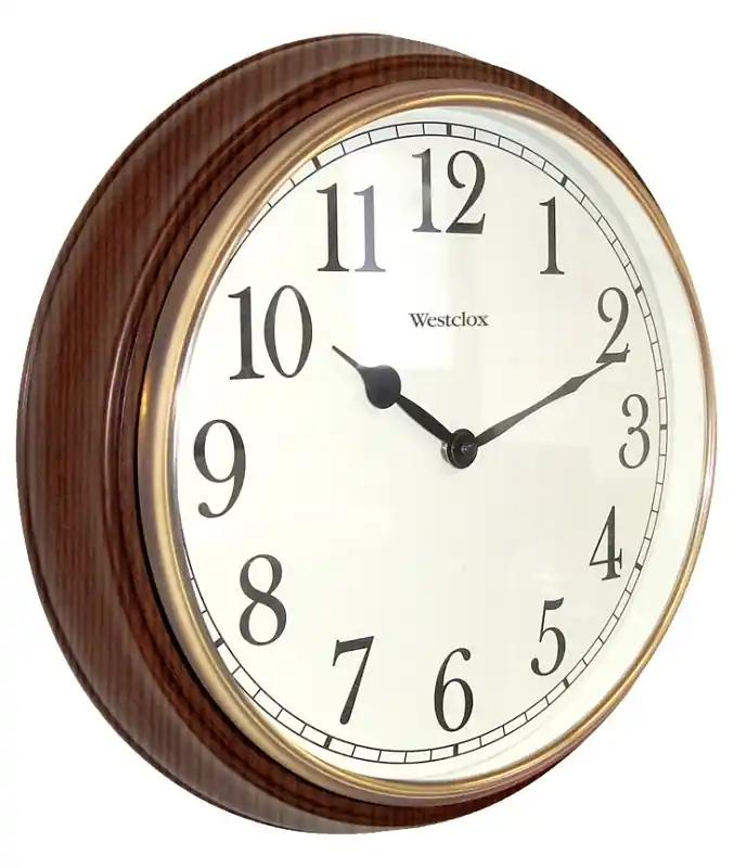 15.5 In. Classic Analog Wall Clock - Glass/wood Brown Finish