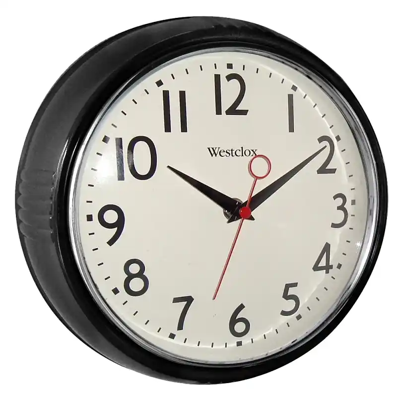 9.75 In. L X 9 In. W Indoor Modern Analog Wall Clock - Black Glass/plastic