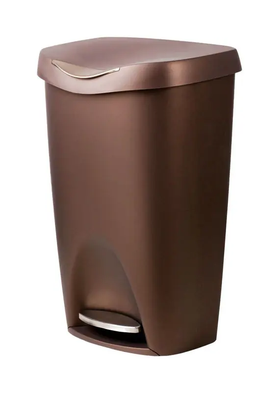 Brim 13 Gallon Bronze Plastic Step On Trash Can With Soft Close Lid