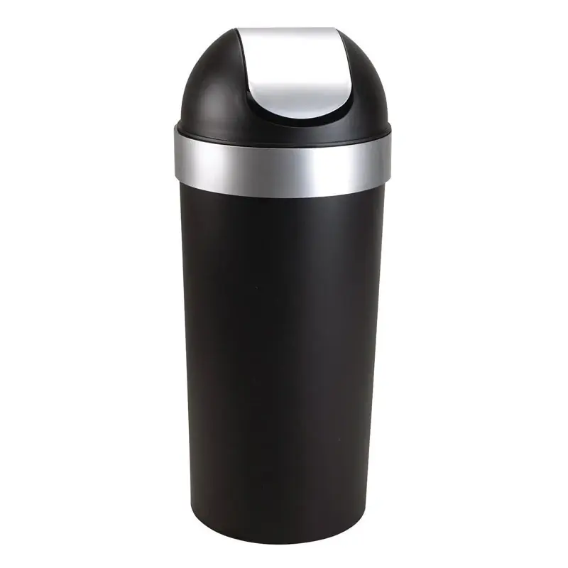 Venti 16 Gallon Black And Silver Plastic Swing-top Trash Can