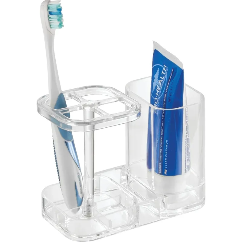 Med+ Clear Toothbrush Holder For 4 Toothbrushes And 1 Toothpaste Tube