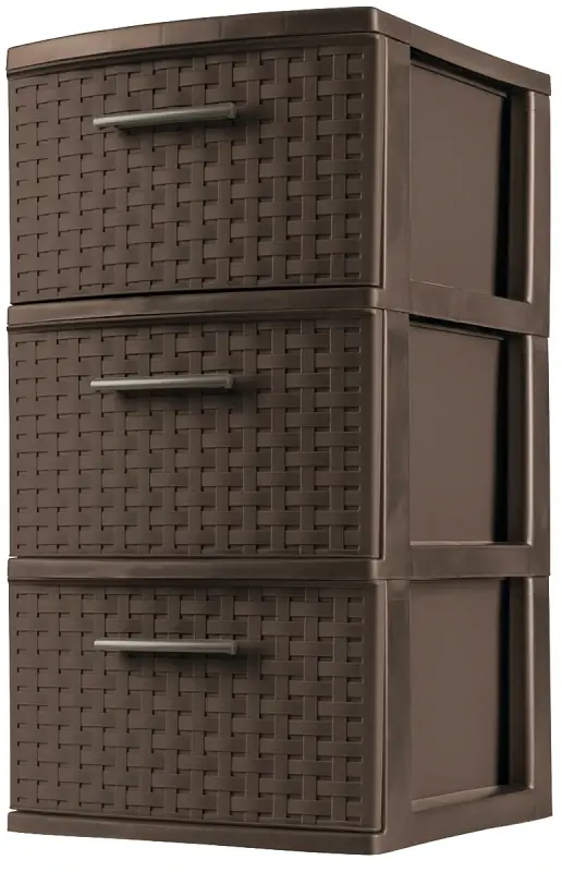 Storage Tower, 3 Drawer, Espresso Weave, 15 X 12-5/8 X 24-In.