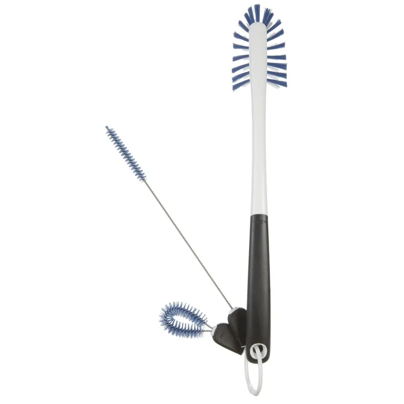 Good Grips Bottle Brush Cleaning Set With Long Brush, Straw Brush, And Detail Cleaner