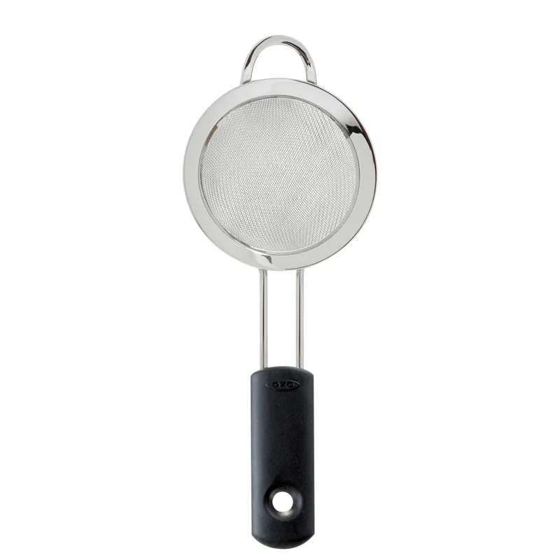 Good Grips 3 In. W X 8 In. L Silver/black Stainless Steel Mini Strainer