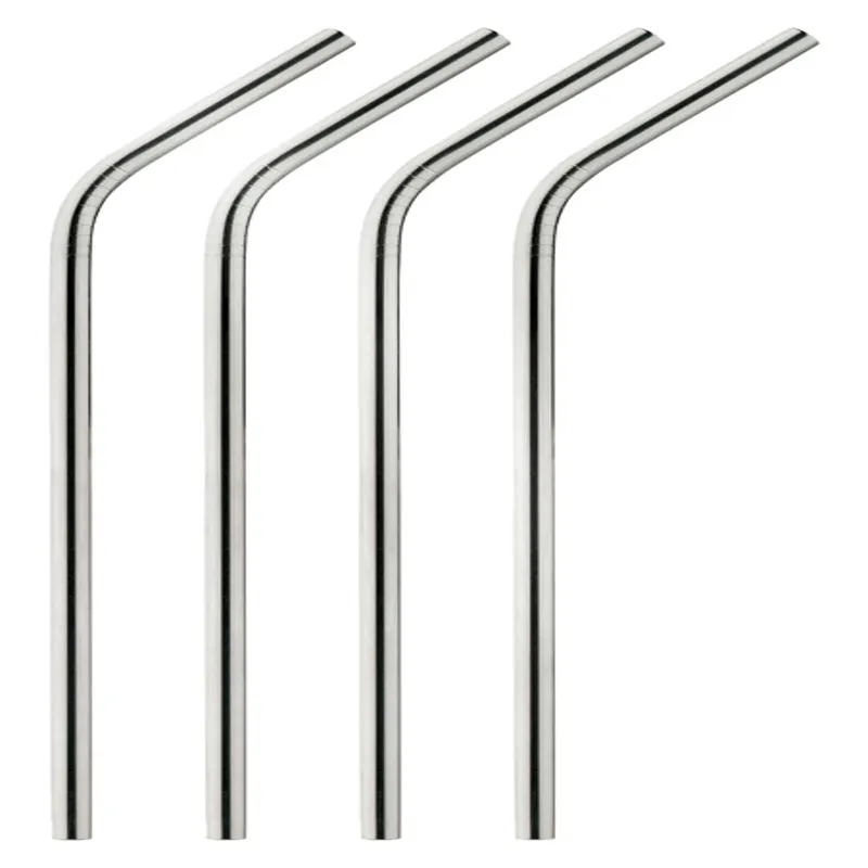 8 Inch Brown Stainless Steel Drinking Straws - Set Of 4