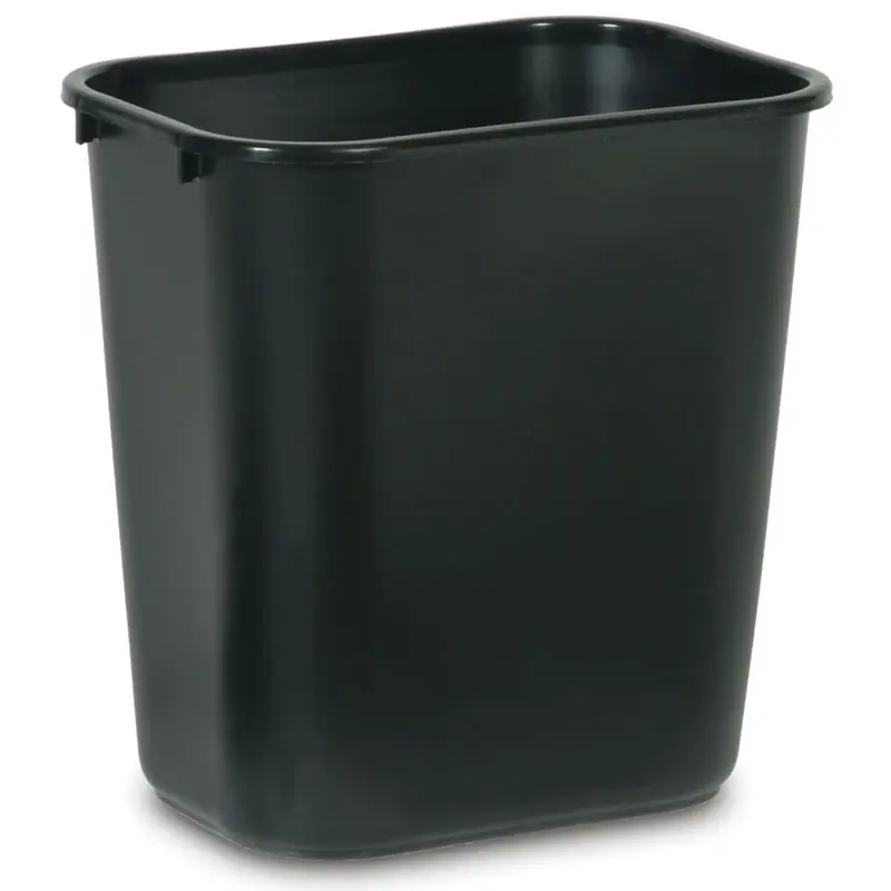 Rubbermaid 7 Gal Black Plastic Open Top Wastebasket