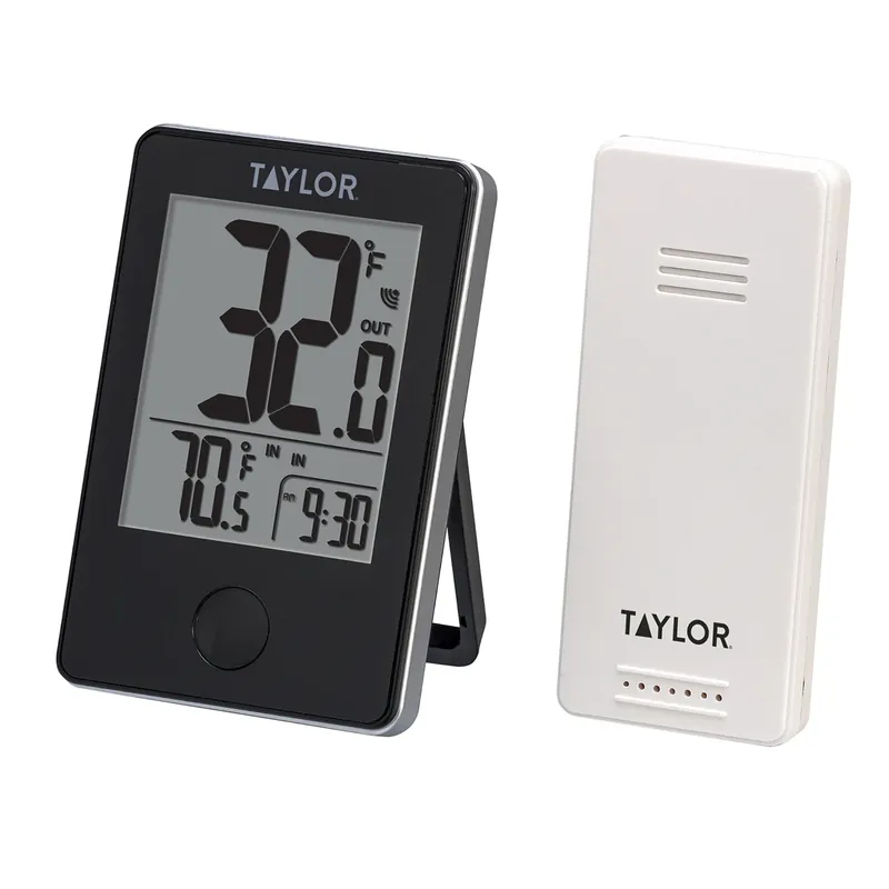 Digital Wireless Thermometer With Remote, Indoor/Outdoor, Black