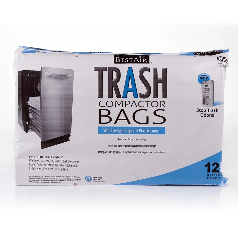 BestAir 10 Gal2 Unscented Scent Compactor Bags Flat Top 12 PK