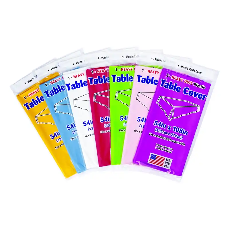 Diamond Visions Assorted Plastic Disposable Tablecloth 54 In. L X 108 In. W