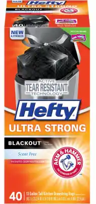 Hefty Ultra Strong 13 Gal No Scent Kitchen Trash Bags Drawstring 40 Pk