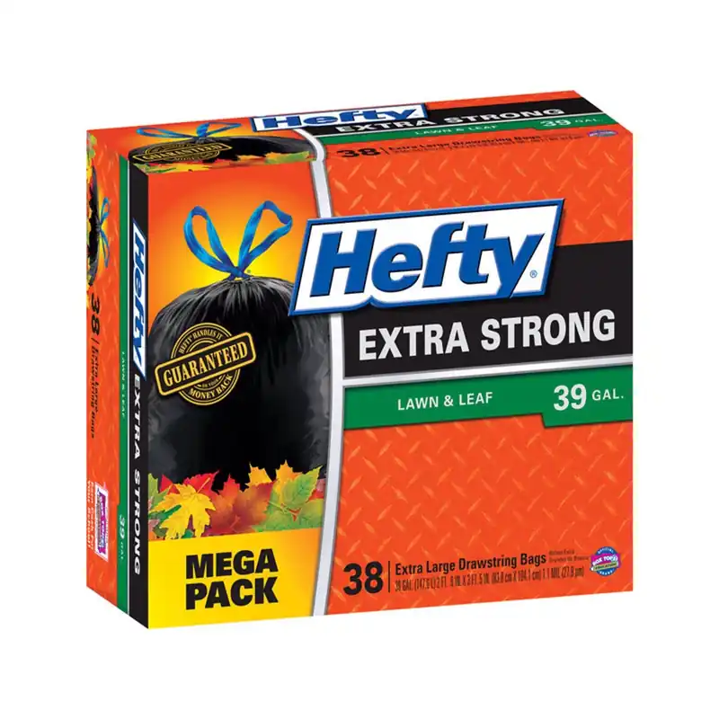 Hefty Extra Strong 39 Gal No Scent Lawn And Leaf Bags Drawstring 38 Pk