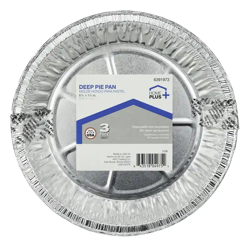 Home Plus Durable Foil 8-1/4 In. W X 8-1/4 In. L Deep Pie Dish Silver 3 Pk