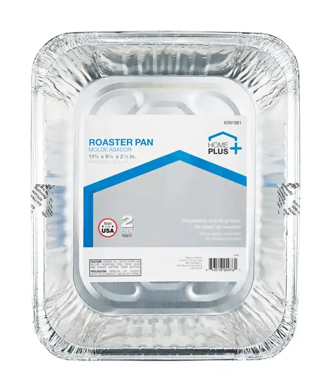 Home Plus Durable Foil 9-1/4 In. W X 11-3/4 In. L Roaster Pan Silver 2 Pk
