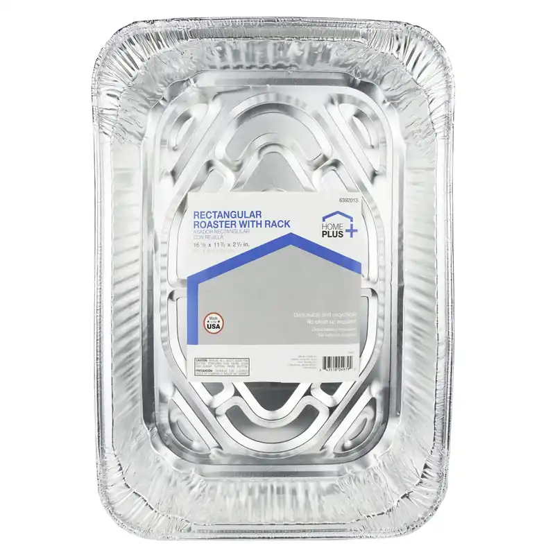 Home Plus Durable Foil Aluminum Roaster With Rack Silver