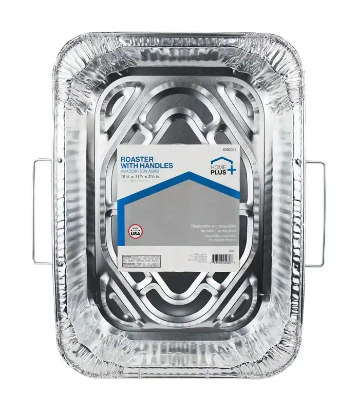 Home Plus Durable Foil 11-7/8 In. W X 16-5/8 In. L Roaster With Handles Silver 1 Pc
