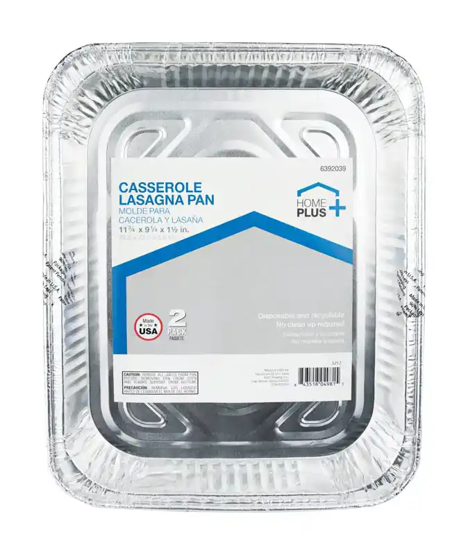Home Plus Durable Foil 9-1/4 In. W X 11-3/4 In. L Casserole Lasagna Pan Silver 2 Pc