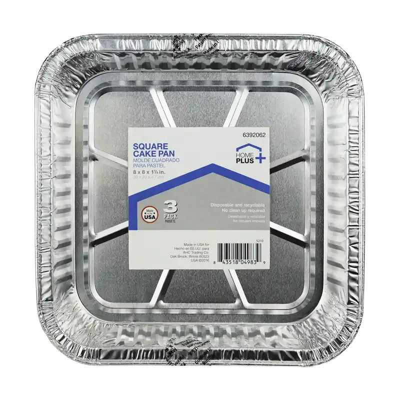 Home Plus Durable Foil 8 In. W X 8 In. L Square Cake Pan Silver 3 Pk