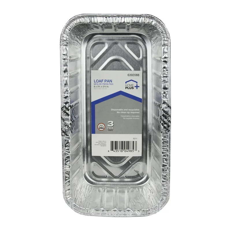 Home Plus Durable Foil 3-3/4 In. W X 8 In. L Loaf Pan Silver 3 Pk