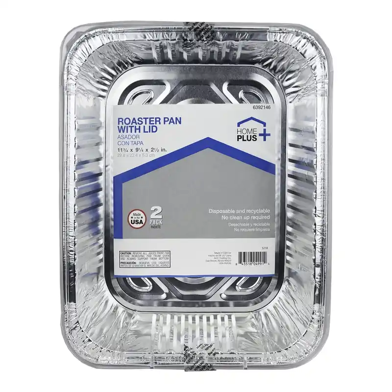 Home Plus Durable Foil 9-1/4 In. W X 11-3/4 In. L Roaster Pan Silver 2 Pc