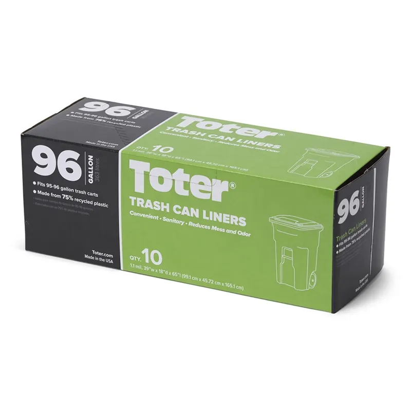 Toter 96 Gal Cart Liner Quick Tie 10 Pk