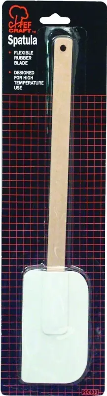 14 In. White And Brown Silicone/wood Spatula With Wood Handle