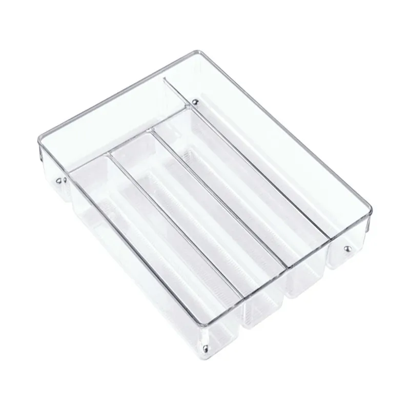 Cutlery Tray, Clear/Chrome, 10.8 X 13.8 X 2 In.