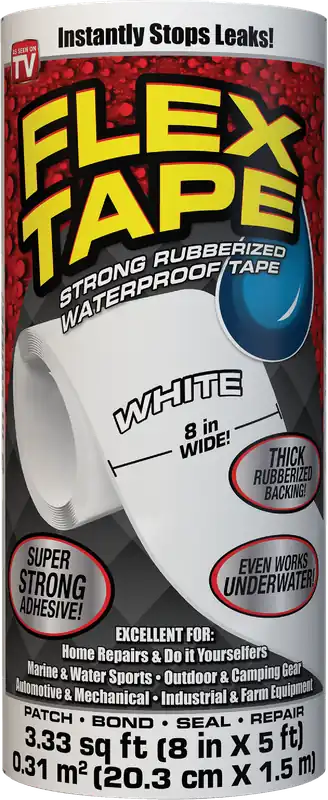 FLEX TAPE Waterproof Tape, White, 8-In. X 5-Ft.