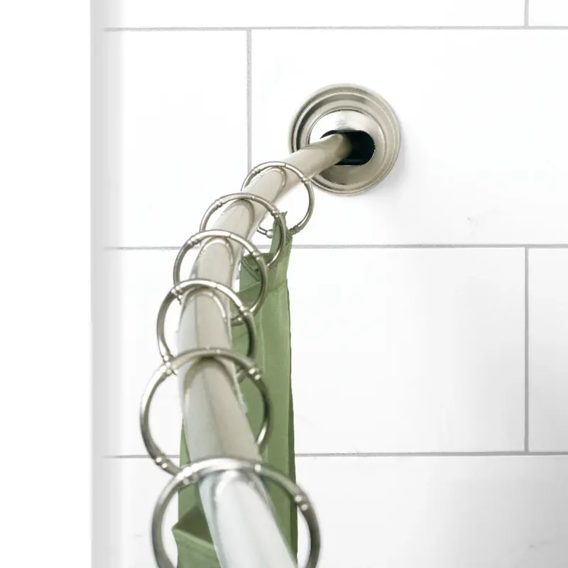Never Rust Curved Shower Rod, Tension, Brushed Nickel Finish, 50 To 72-In.