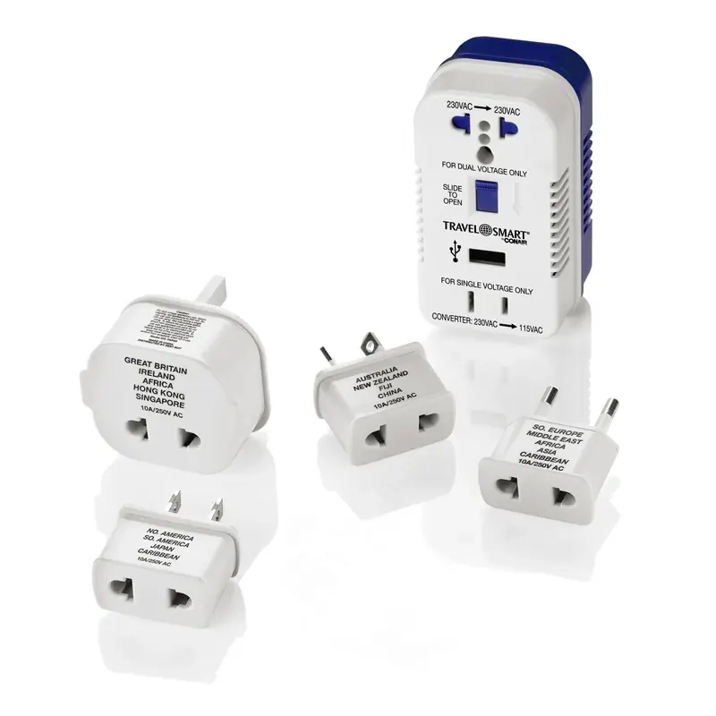 Worldwide Two Outlet Converter Set With Usb - Type A/b/c/e/f/g
