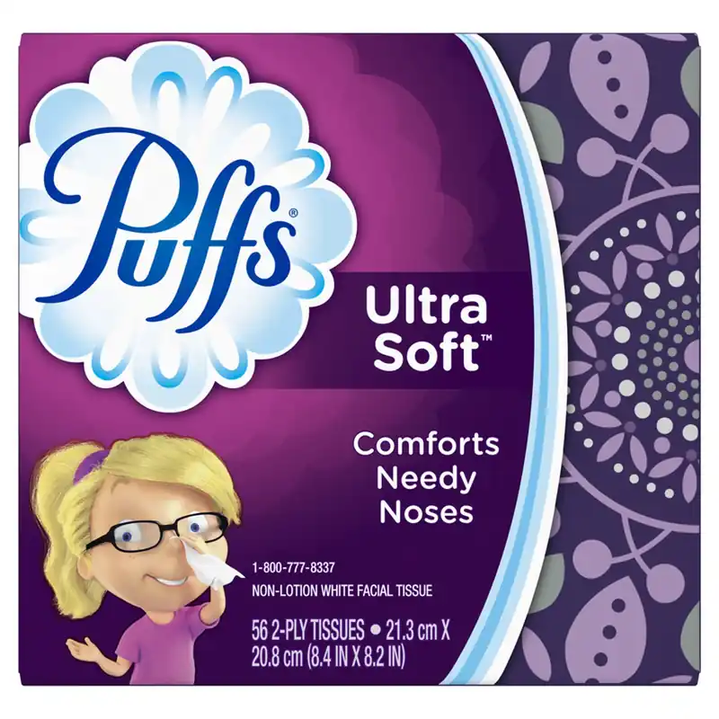 Ultra Soft Non-lotion Facial Tissue, 56 Sheets, 2-ply, White