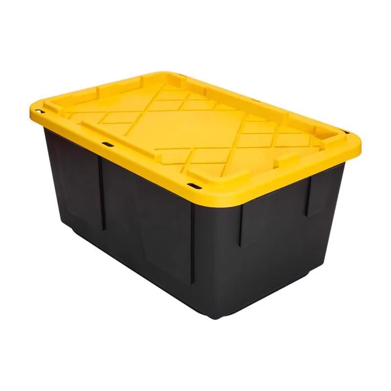 27 Gallon Black/yellow Pro Box Storage Tote With Snap Fit Lid