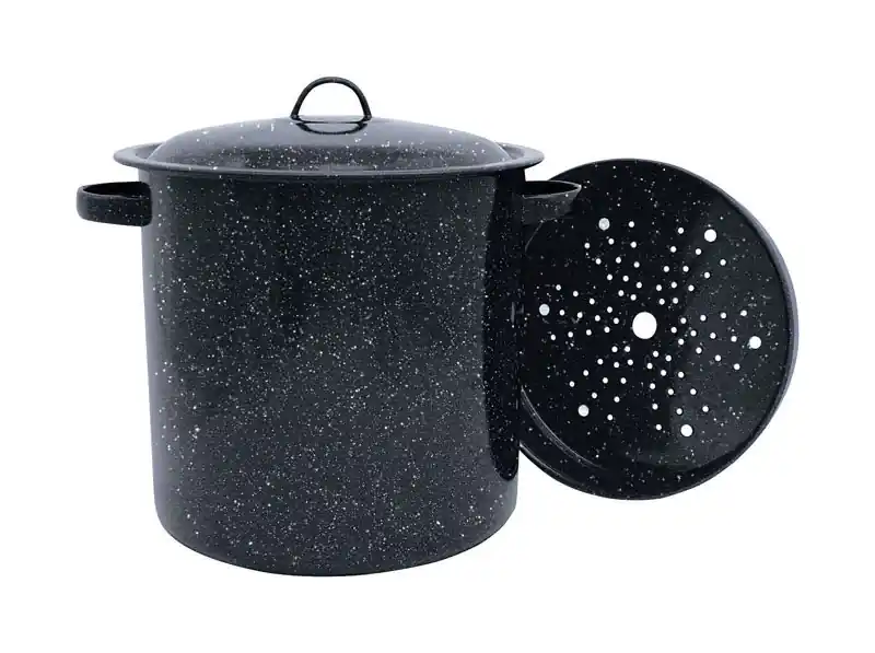 Aluminum Stock Pot 10 In. 15.5 Qt Black With Lid