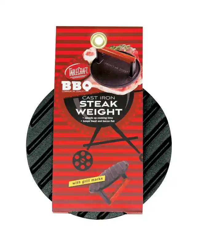 TableCraft BBQ Gray Cast Iron Steak Weight W/Handle