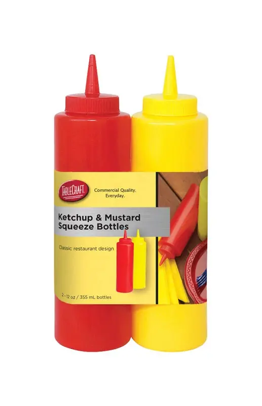TableCraft Nostalgia Red/Yellow Polyethylene Ketchup And Mustard Dispensers 24 Oz