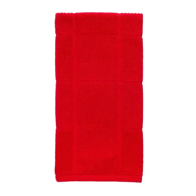 T-Fal Red Cotton Checked Parquet Kitchen Towel 1 Pk