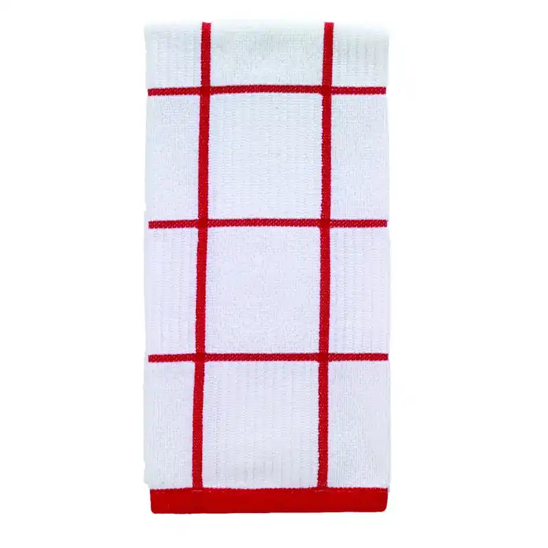 T-Fal Red Cotton Checked Parquet Kitchen Towel 1 Pk