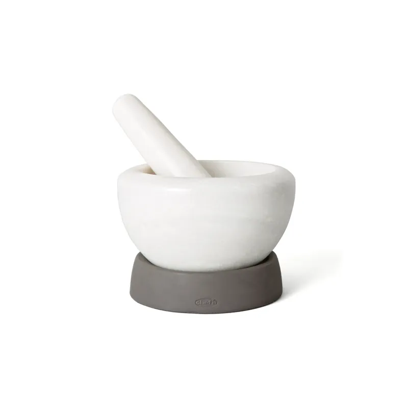 White/gray Silicone Mortar And Pestle - 5.85" Height, 9.05" Length