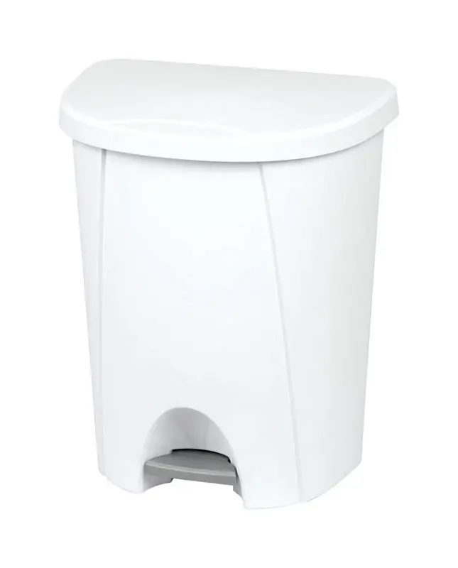 Step-On Wastebasket, White, 6.6-Gal.
