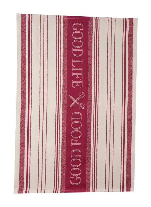 Kay Dee Cooks Kitchen Marsala Cotton Embroidered Tea Towel 1 Pk