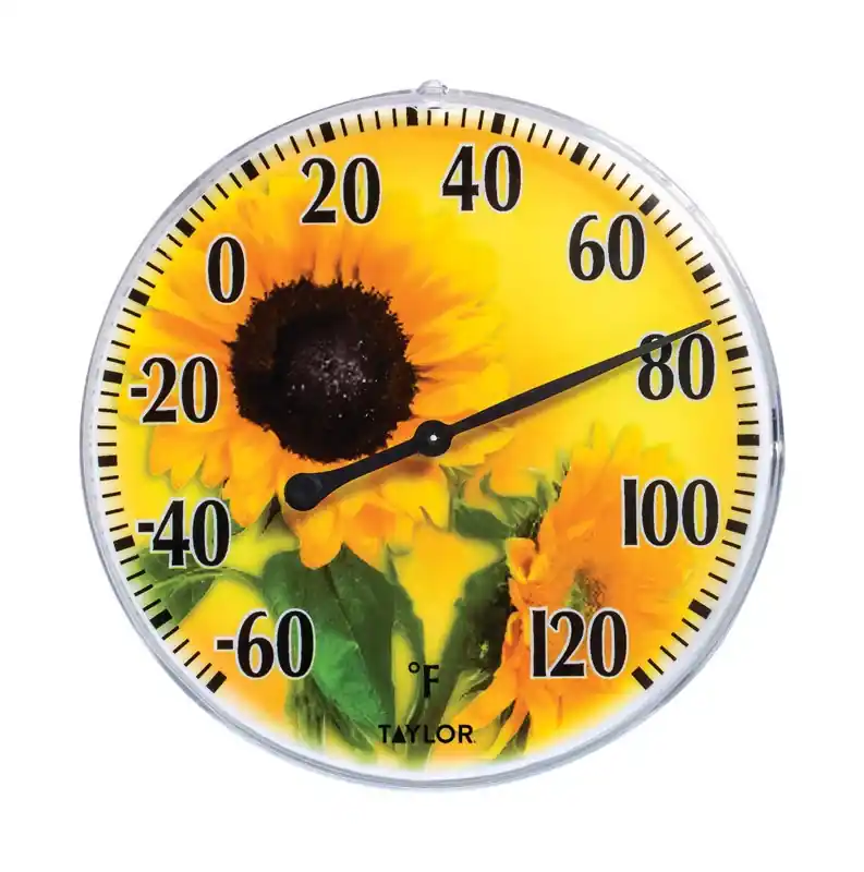 Outdoor Thermometer With Sunflower Inset,6-In.