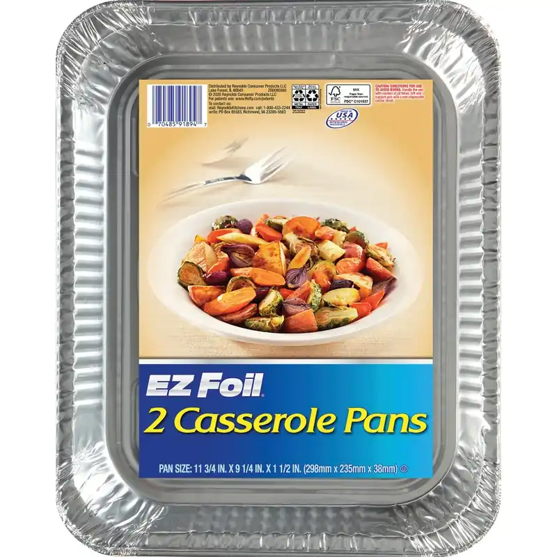 Hefty EZ Foil 9-1/4 In. W X 11-3/4 In. L Casserole Pan Silver 2 Pk
