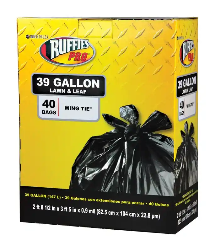 Ruffies Pro 39 Gal Lawn & Leaf Bags Wing Ties 40 Pk