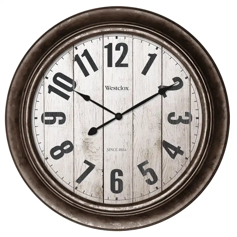 15-1/2 In. Classic Analog Wall Clock - Brown Glass/plastic