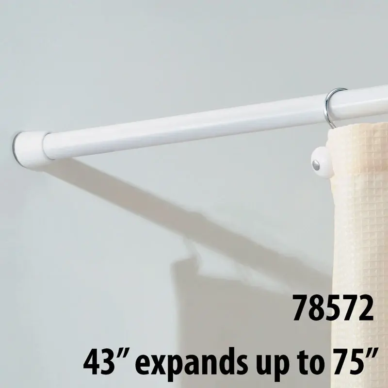 Shower Curtain Tension Rod, White Cameo, 43-75-In.