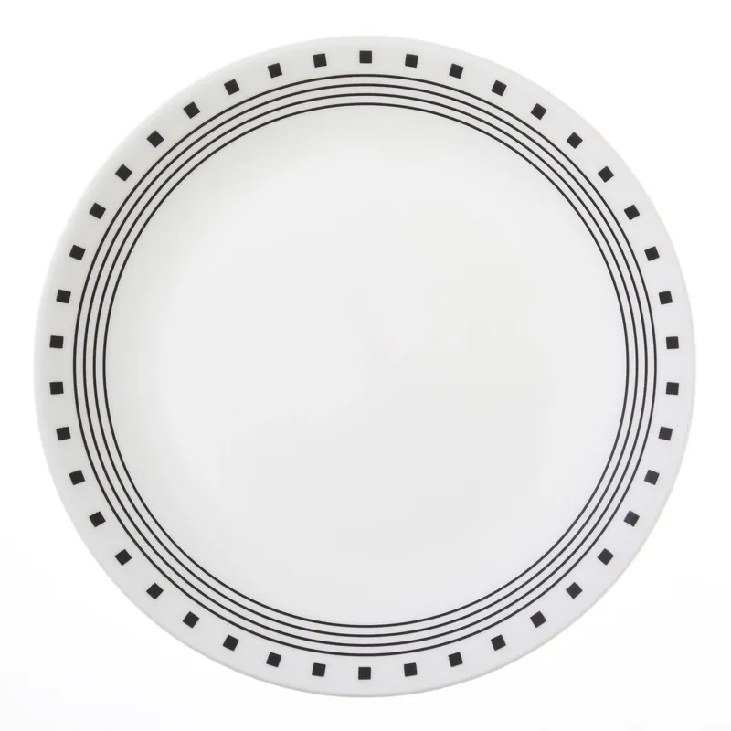 Corelle Livingware Black/White Glass City Block Dinner Plate 10-1/4 In. D 1 Pk
